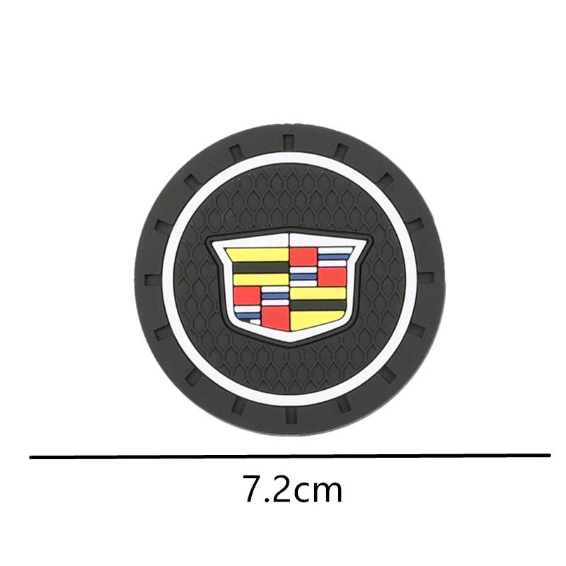 PVC Car Water Coaster Anti-Slip Cup Mat Pad Decoration for Cadillac Escalade Deville Seville XT5 XTS CTS BLS SLS SRX XLR CT5 CT4