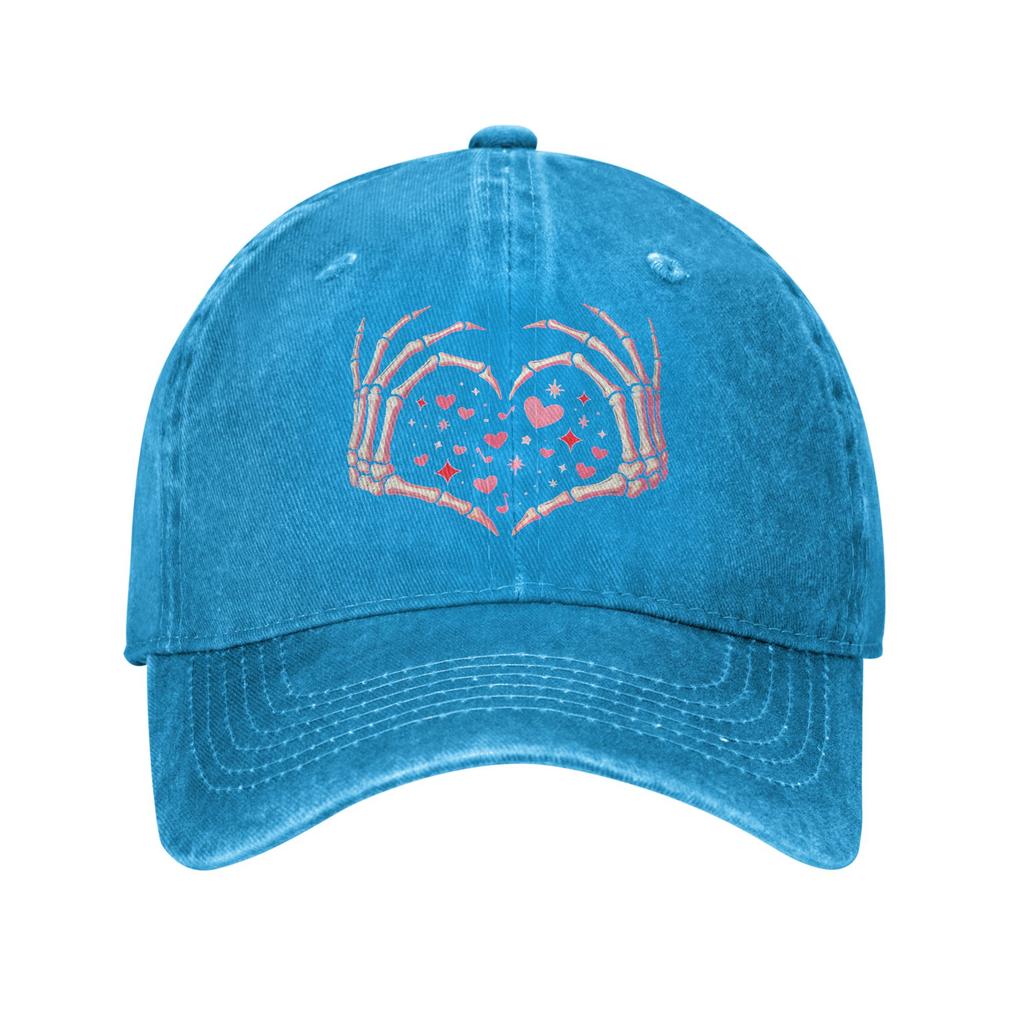 Valentines Day Skeleton Hand Heart Casual Baseball Cap For UnisexTeens Summer Running Hippie Trucker Hat Snapback Cap