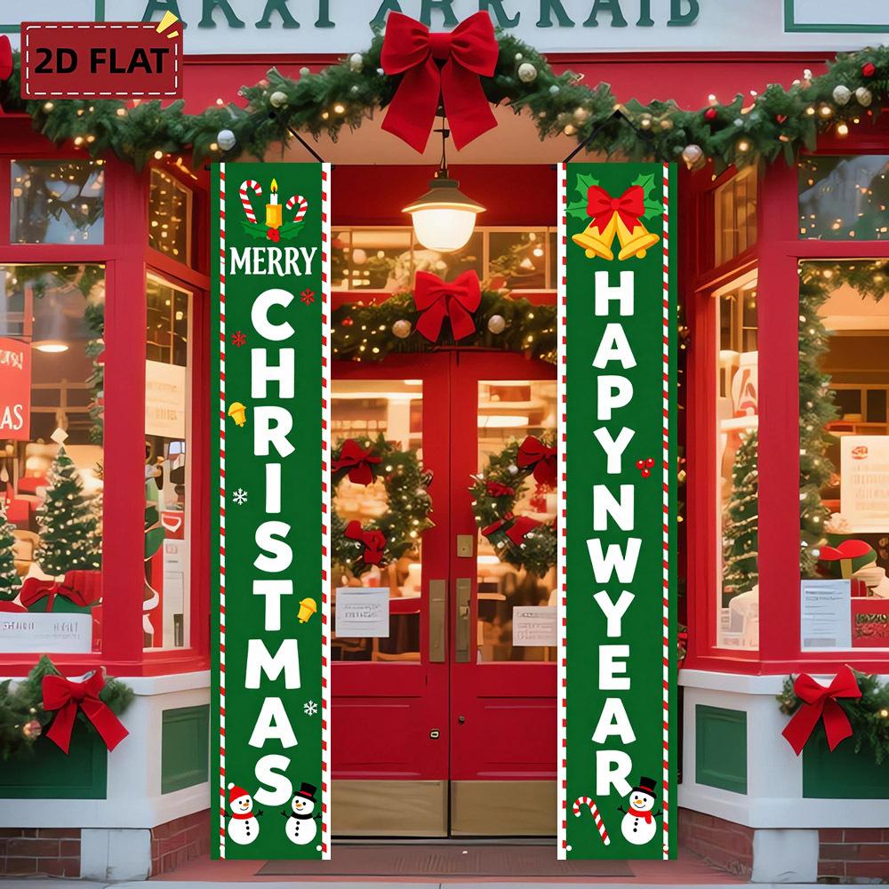Snowflake Door Couplet Banner 2pcs New Year Decor 71x12in Home Porch