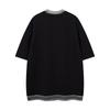 Men's Casual Short Sleeve Color Block Crew Neck T-Shirt with Embroidered Tie Design