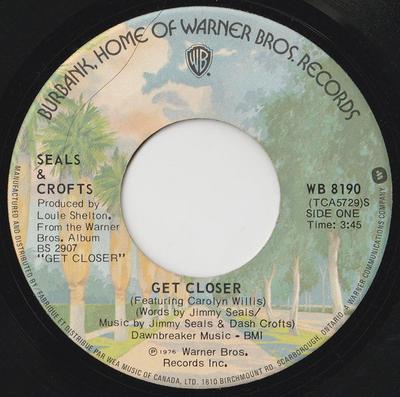 7-дюймовая пластинка SEALS & CROFTS - Get Closer WB8190 Warner Bros. Ре 1976 Канада Рок Б/У
