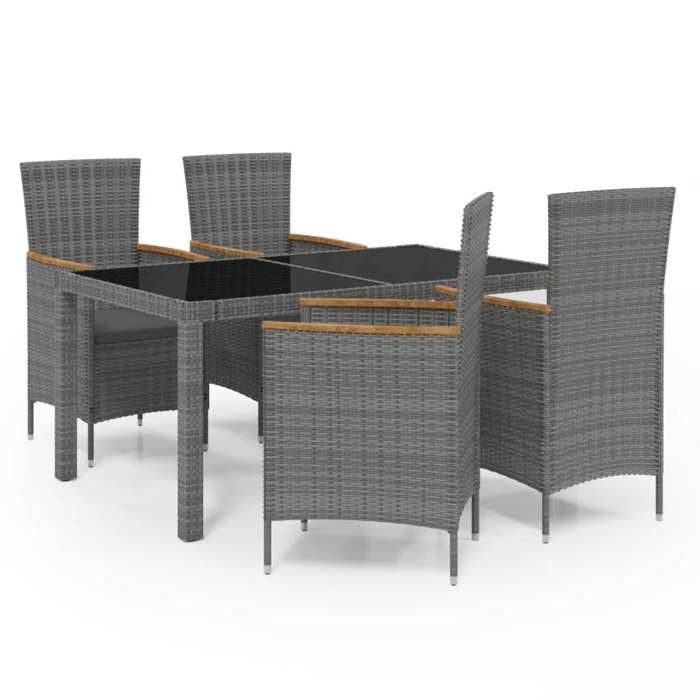 Maison Exclusive - Ensemble à manger d'extérieur 5pcs coussins résine tressée gris