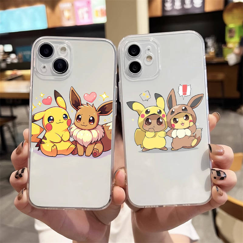 Чехол E-54 Pokemon Pikachu для iPhone 7 8 11 12 13 14 15 16 Pro Max Plus Mini Xiaomi Redmi A3 9A 9C 10A 10C 13C Note 9 11 Realme Narzo C30 C55