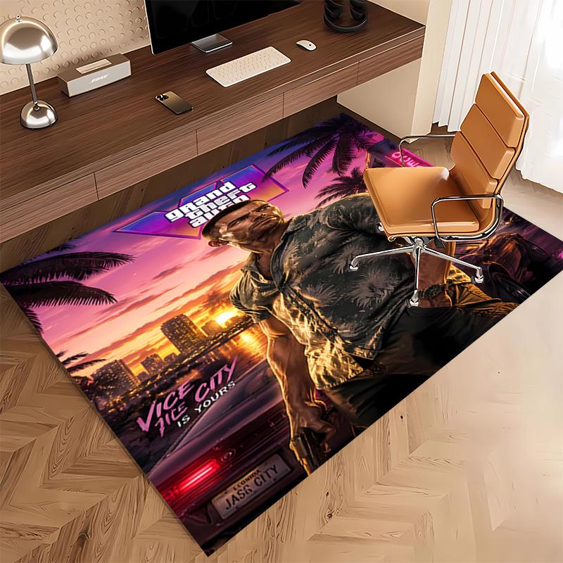 1pc Game Grand Theft Auto Print Area Rug - Soft, Washable Non-Slip Indoor Mat, Living Room, Home Office Decorative Rug,Office Decorative