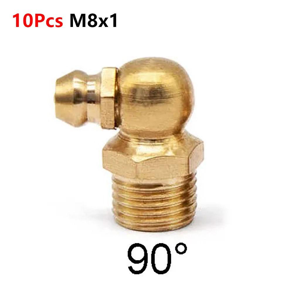 10Pcs Brass Brass Grease Nipple Oil Zerk Fitting for Construction Machinery