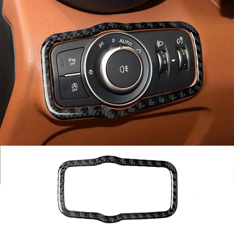 Car Headlight Switch Panel Decoration Decal Cover Trim Sticker for Alfa Romeo Giulia 2017- Carbon Fiber Auto Accessories