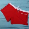 2023 Men's High-Waisted Square Leg Swim Trunks - European & American Fashion, Solid Color, Drawstring, Five-Point Casual Style.