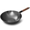 Cast Iron Flat-Bottom Wok, 32cm, Household Use, Uncoated, Traditional Cast Iron Cooking Pan, Rust-Resistant, Compatible with Induction Cookers