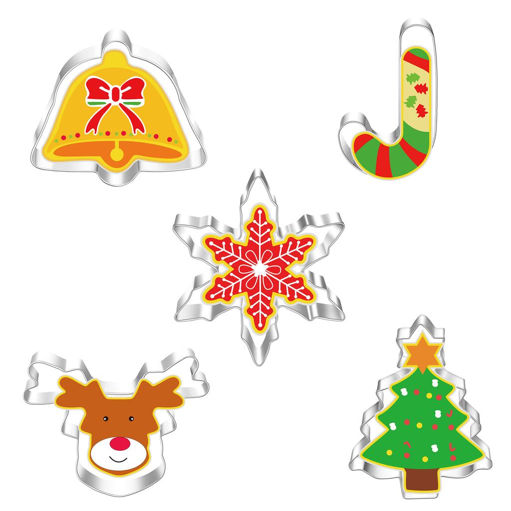 5Pcs/set Christmas Cookie Cutter Gingerbread Xmas Tree Mold Christmas Cake Decoration Tool Navidad Gift DIY Baking Biscuit Mould