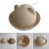 Kids Straw Sun Hat Handmade Baby Fisherman Cap with Ear Details Designing Fashionable Sunbonnet Windproof Headwear