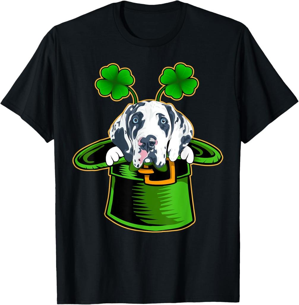Funny Irish Leprechaun Hat Great Dane Dog St. Patrick's Day T-Shirt