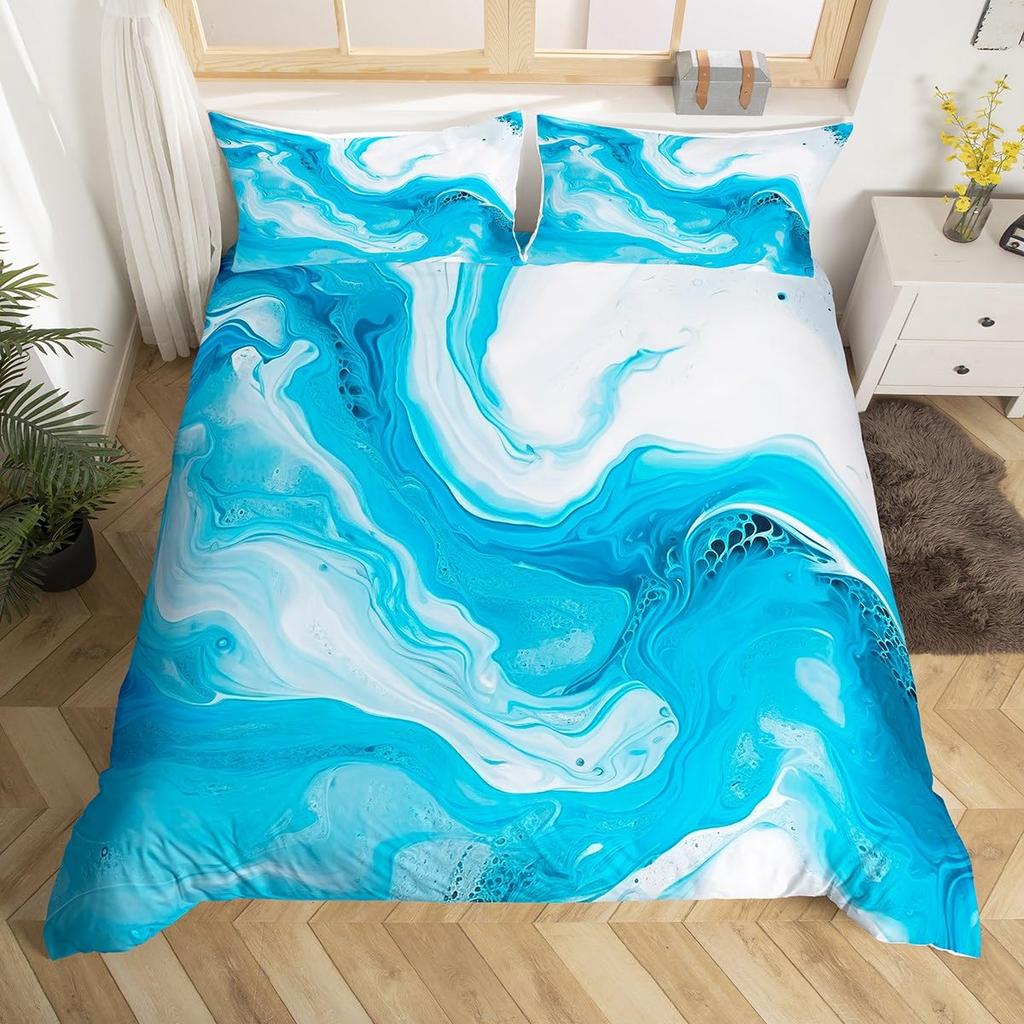 Hawaiian Beach Abstract Duvet Cover King Size Ocean Wave Set Gradient Stripe Bedding Modern Minimalist Room Decor 3 Piece Set