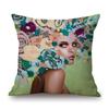 Modern Flower Head Girl Oil Painting Art Cotton Linen Sofa Throw Pillow Case Fashion Floral Lady Decoration Cushion Cover