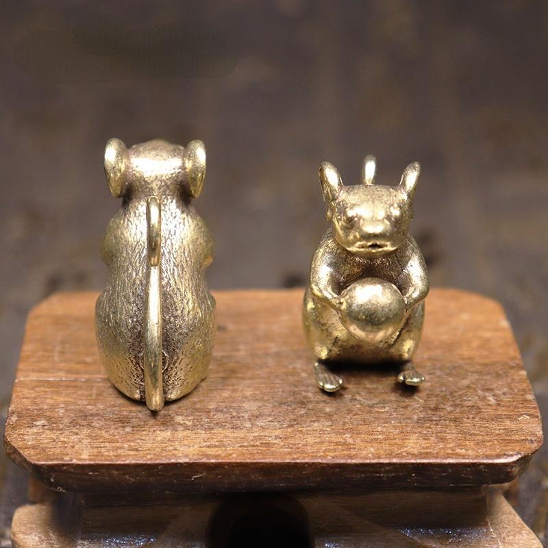 2 шт. медная милая мышь персиковый чай питомец столовое украшение ремесла латунная статуэтка животного крысы украшения для дома аксессуары