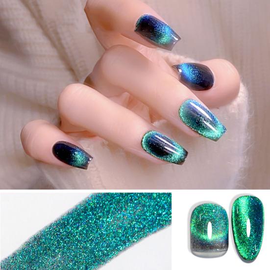 Yousheng 1 флакон 8 мл Лак для ногтей Глиттер Сияющий Меняющий цвет Быстросохнущий Долговечный эффект DIY Не раздражающий Магнитный гель для кошачьего глаза Soak Off УФ-гель