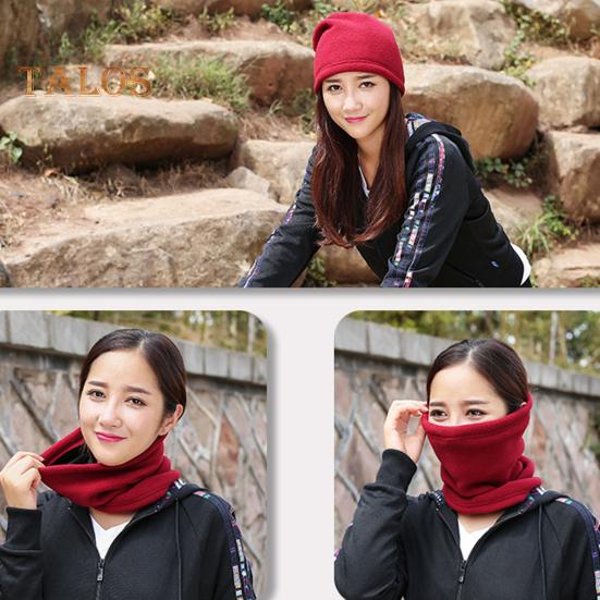 Women Scarf Thick Warm Elastic Knitted Anti-slip Multifunctional Lightweight Windproof Unisex Cycling Piled Neck Warmer Headband Hat Winter Neck Wrap