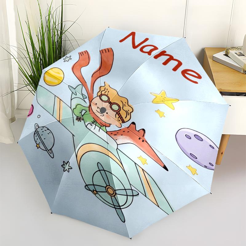 Custom Name The Little Prince Theme Automatic Umbrella, Lightweight & Portable, 8 Rib, Perfect for Outdoor Travel, Birthdays, Christmas, Gifts.