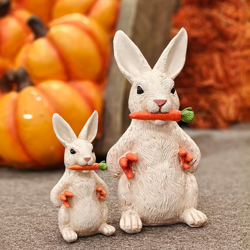 Garden Bunny Sculpture Resin Animal Craft for Outdoor Garden and Courtyard Entrance Decoration