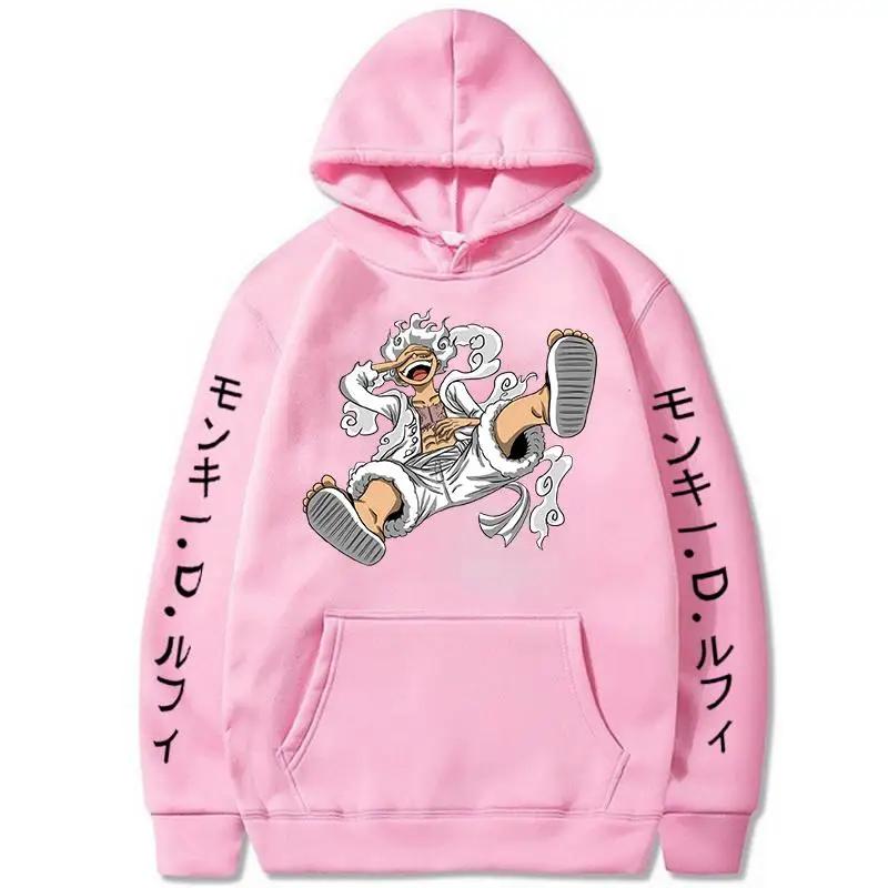 New Anime Printed Hoodies for Men ONE PIECE Gear Fifth Fear Luffy Sun Gold Pullover Hooded Casual Streetwear Unisex Sweatshirts