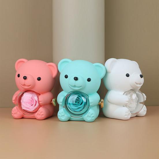 Подарочная коробка с консервированным медведем-обнимашкой и сумочкой, вечный цветок, вращающийся держатель для украшений в виде медведя для женщин на День святого Валентина