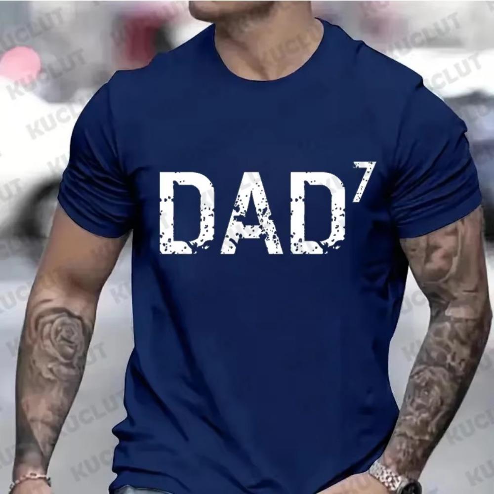 DAD 3 T Shirts for Men Blue Dad T-shirts Dad of 3 4 5 6 7 Shirts Husband Tops Clothes Funny Papa Tshirt Short Sleeve Clothing