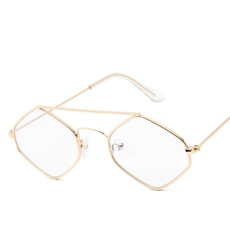 Очки с двойным лучом, модные океанские очки, полигональные унисекс-солнцезащитные очки, металлические, женские, мужские, дикие ретро-солнцезащитные очки с бриллиантами