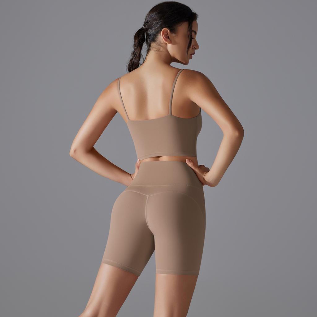 Auroth Женский спортивный комплект для йоги без рукавов Тренировочные костюмы для спортзала Бюстгальтер с открытой спиной Шорты Push Up Спортивная одежда для фитнеса