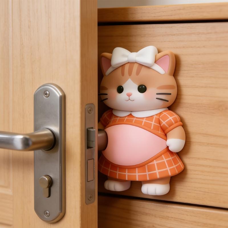 3D Стикер на живот кошки Резиновый противоударный стикер Стопоры для двери Игрушка для снятия стресса Забавный декоративный стикер для стены