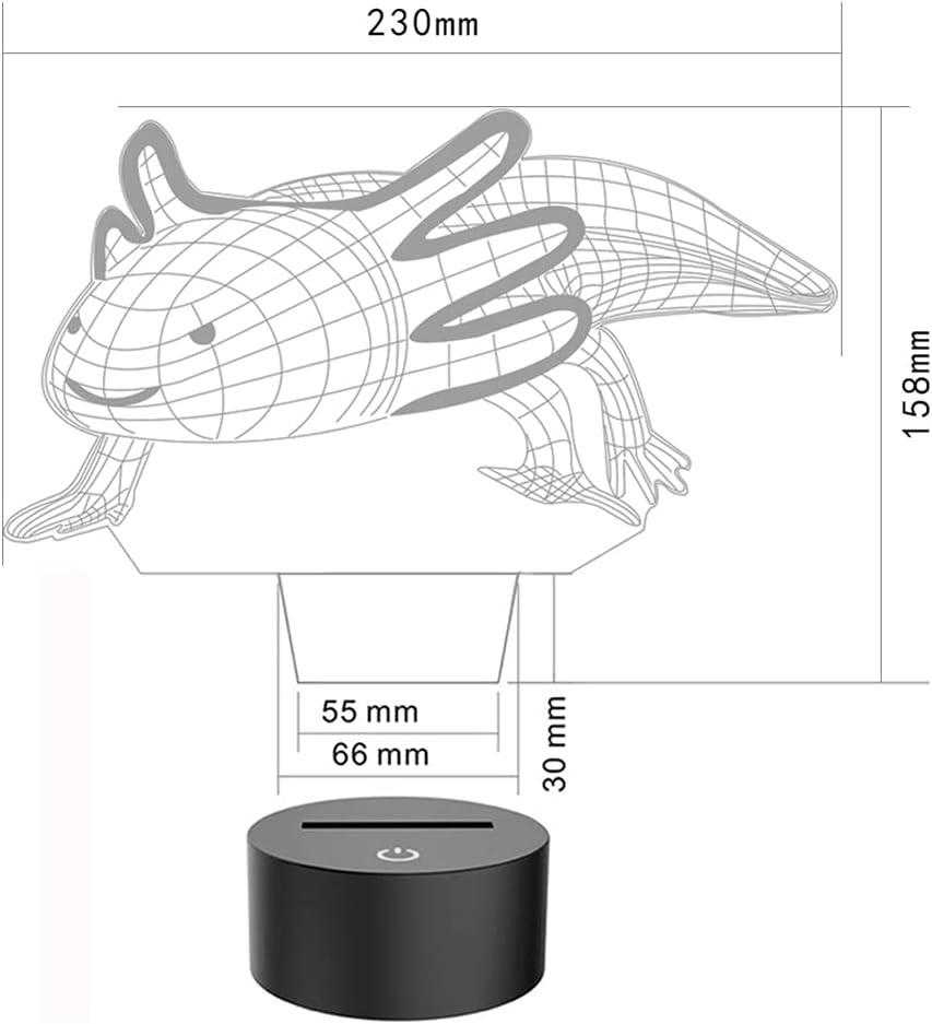 Lampka Nocna Led Aksolotl Efekt 3D Kolorowa Dla Dzieci Pilot Prezent