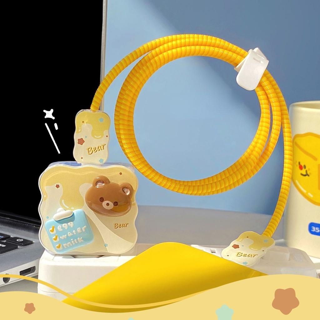 Защитный чехол для зарядного устройства Cute Honey Cheese Bear Image для iPhone 14promax, противовзломное зарядное устройство с 15 13 11 18/20 Вт