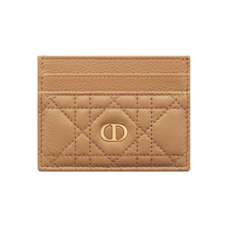 Dior Caro Metal Letter Logo Woven Pattern Leather Card Holder Women Card Holder Antique-Bronze S5130UWHC-M53U