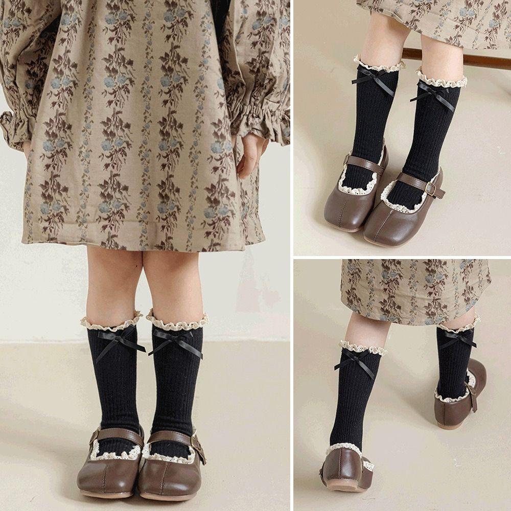 Cotton Bowknot Stockings Bowknot Girl Long Socks Baby Dress Lolita Sock