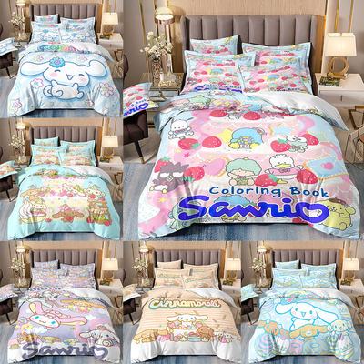 Милые комплекты постельного белья Cinnamoroll Одеяло Покрывало Пододеяльник Наволочка Наборы из 2-3 предметов Подарки для подростков и детей