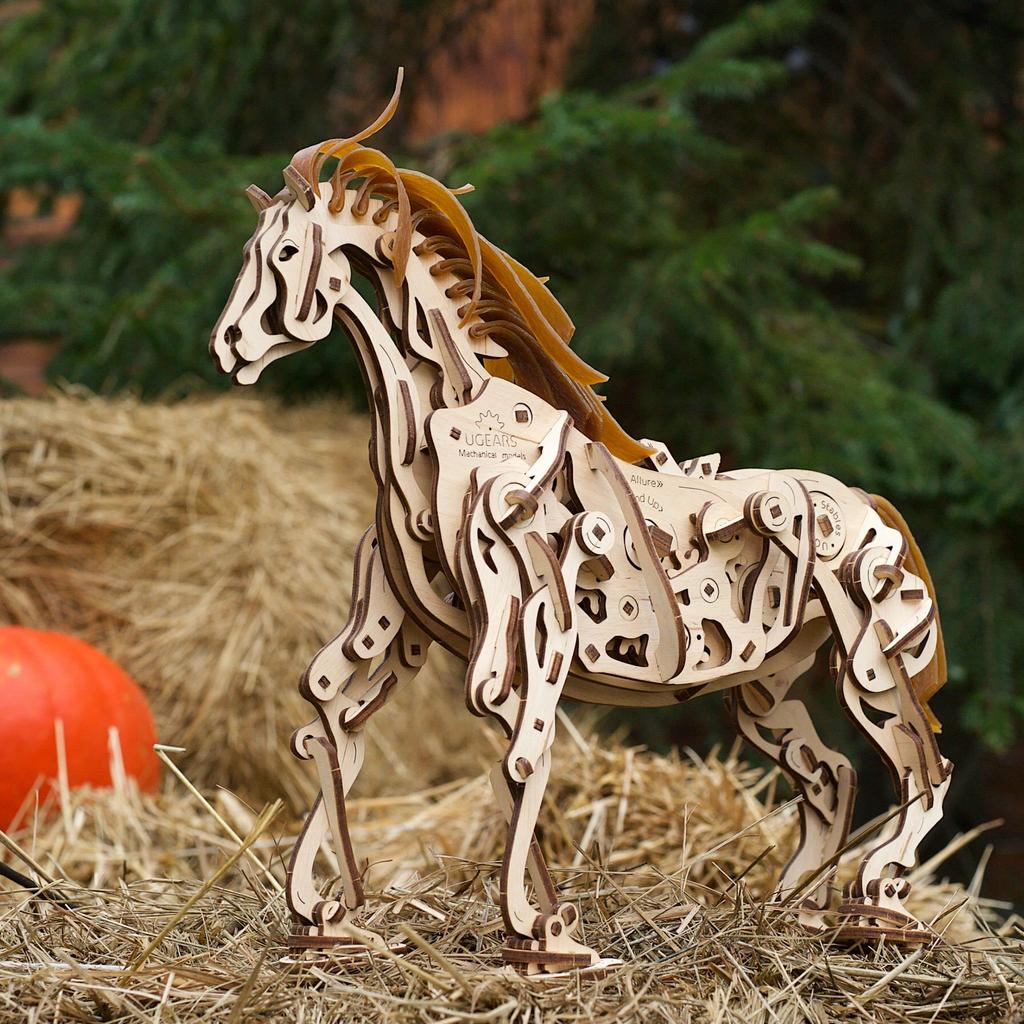 Ugears Horse Meccanoid 70054 Wooden Puzzle, No Glue or Tools Required, 3D Puzzle with Assembly Instructions