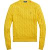 Polo Ralph Lauren SS23 Solid Color Logo Embroidered Cable Knit Sweater Women Sweater Yellow WMPOSWENC020616-700
