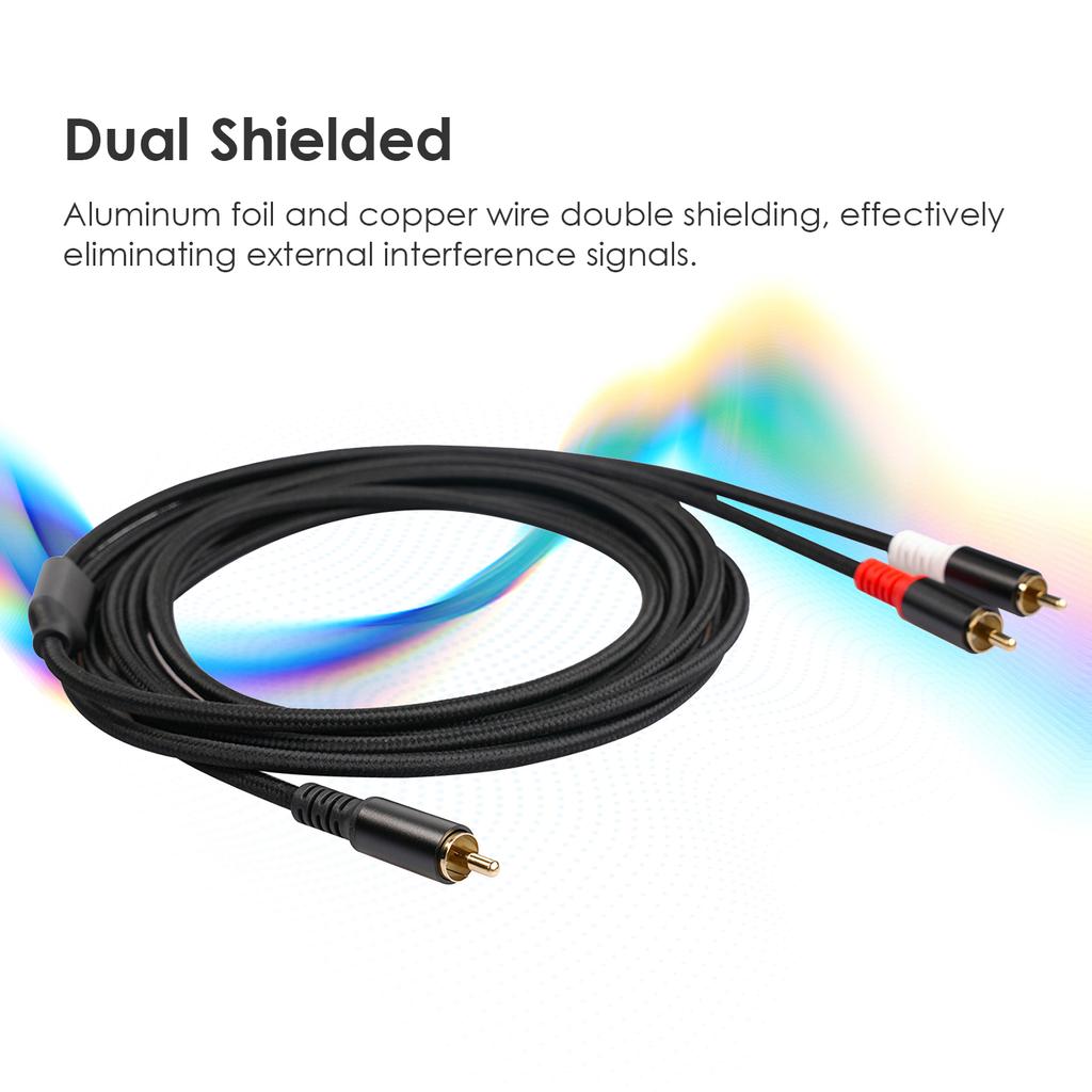 Кабель RCA Y 1 штекер RCA на 2 штекера RCA Стерео аудиокабель с двойным экранированием и позолоченным усилителем длиной 16,4 фута