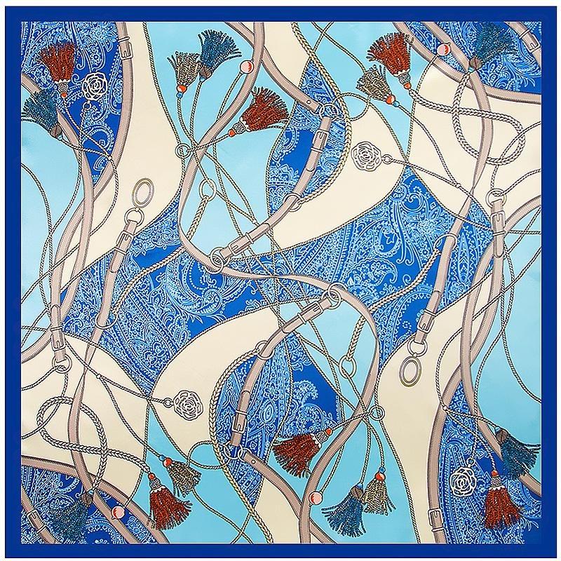 New Rope Tassel Printing Square Scarf Luxury Brand Silk Scarf For Women Hijab Shawl Foulard Scarves Wraps For Ladies