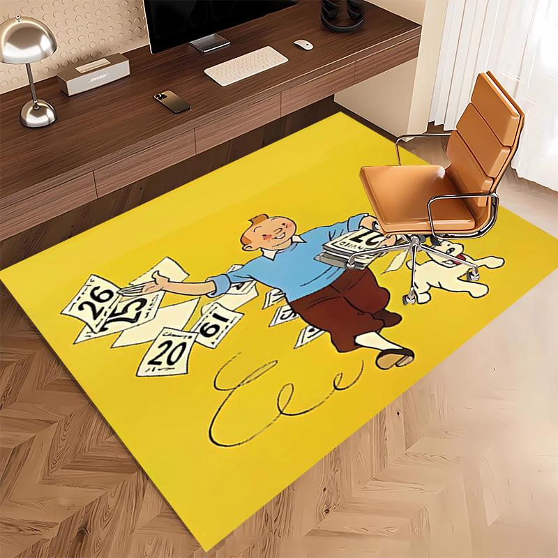 1pc The Adventures of Tintin2 Print Area Rug - Soft, Washable Non-Slip Indoor Mat, Living Room, Home Office Decorative Rug,Office Decorative