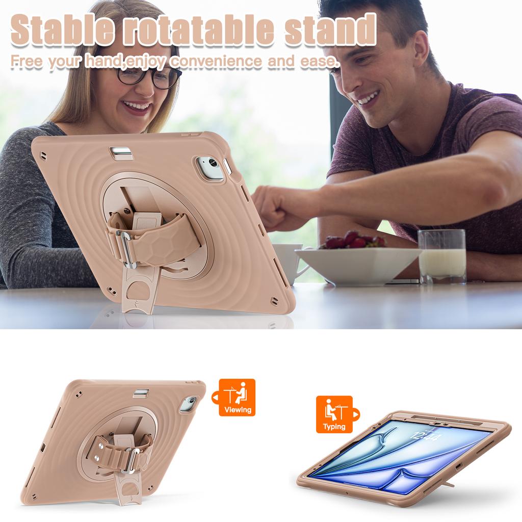 Rotating Hand Strap Case for IPad Air Pro 13 11 2026 M4 2025 M5 M3 2024 M2 Air 4 5 Pro 11 12.9 2018-2022 Heavy Duty Stand Cover