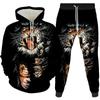 Men's 3D Printed Animal Tracksuit 2 Piece Hoodie Set Sports Outfit Tiger Pattern Suit Long Sleeve Comfortable Clothing With