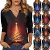 Women's Casual Fashionable Sexy Comfortable V-Neck Christmas Three-Quarter Sleeve Top