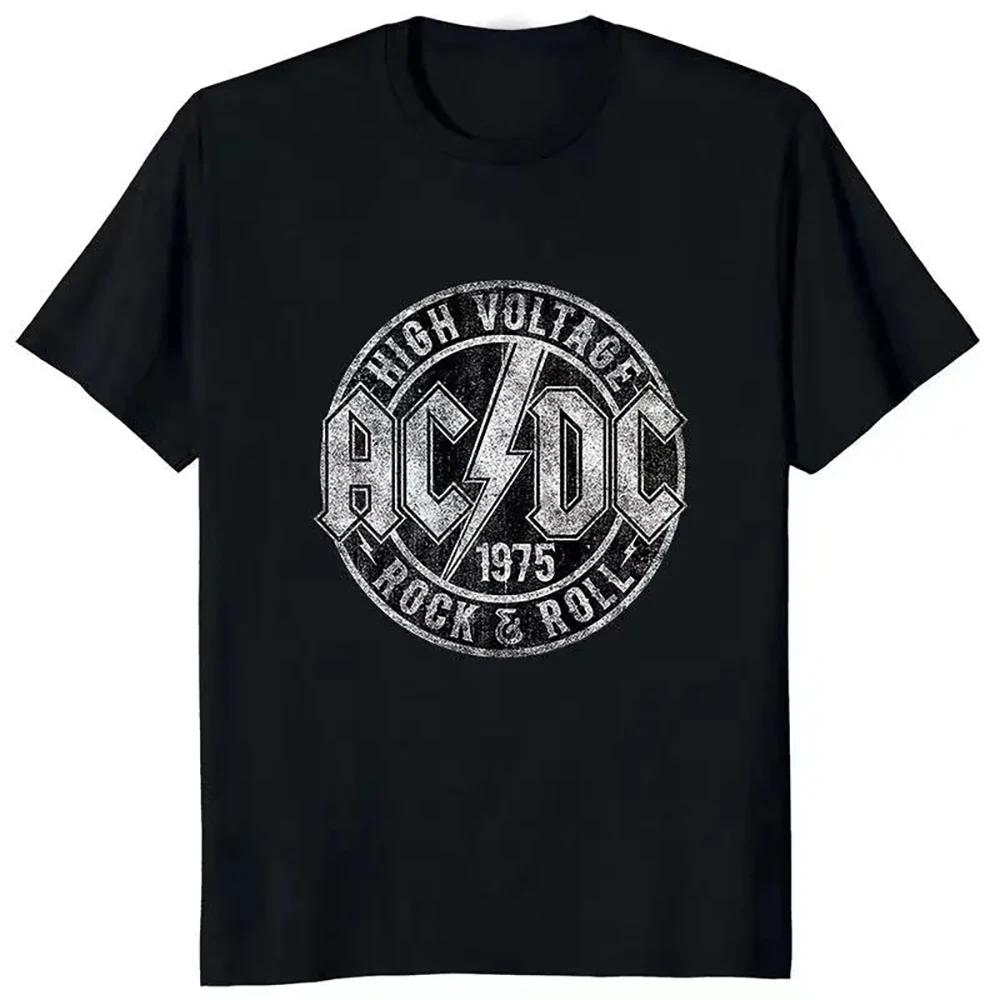 Футболка с принтом Ac High Voltage 1975 Dc Fashion, футболка с круглым вырезом и коротким рукавом, повседневные топы на каждый день, женская одежда