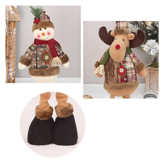 Рождественская кукла-украшение с телескопической ногой, плюшевая кукла, игрушка, плюшевый Санта, снеговик, олень, Рождество