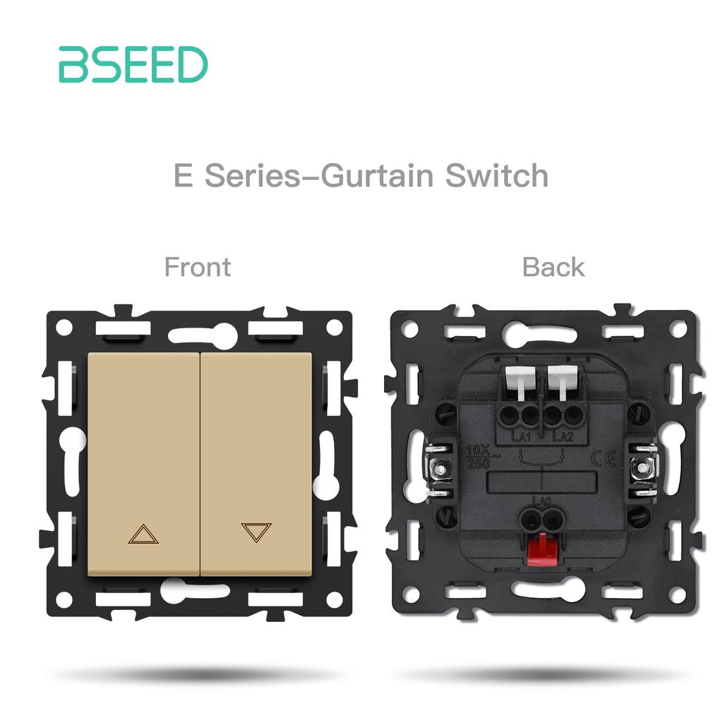 BSEED Button Switch DIY Modules Light Switch Parts Gold Glass Frame DIY Combination Wall Sockets CAT6 USB-C Charge Key E-Series