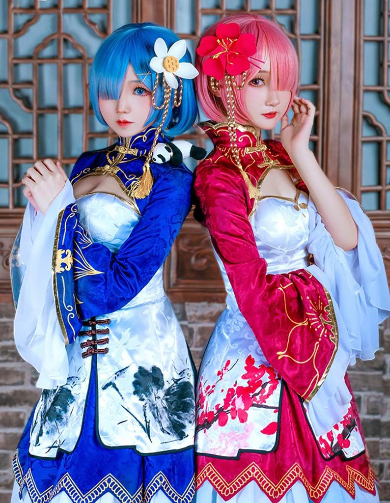 Жизнь в другом мире Рем Рам Косплей Китайское платье Наряд горничной Китайская одежда [milky time] ReZERO -Начало мира- ReZERO (Рем)