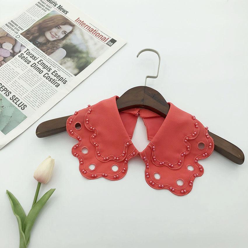 White Fake Collar for Women Shirt Blouse Necklace Candy Color False Collar Handmade Beads Detachable Sweater Collars Decor