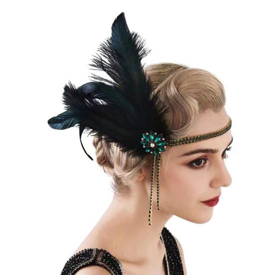 1920s Jewelry Set Headband Gloves Earrings Set Sparkling Earrings Headwear with Sequins Beads Role-Playing Accessories