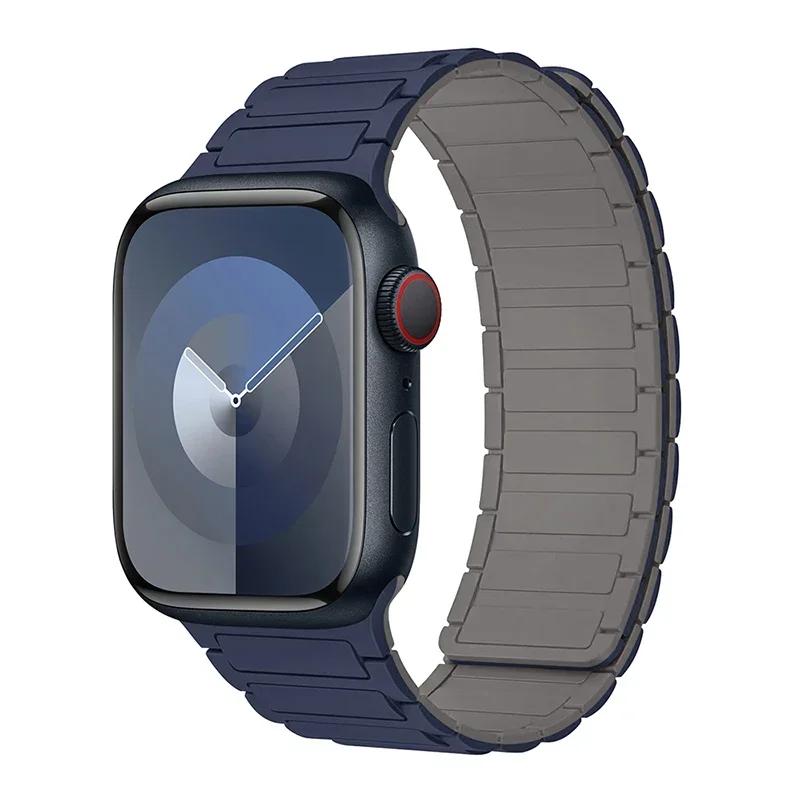 Магнитная петля для ремешков Apple Watch 44 мм, 40 мм, 49 мм, 45 мм, 41 мм, 38 мм, силиконовый браслет iWatch Series 9, 8, 7, 6, 5, 4, 3 Se ultra 2, ремешок