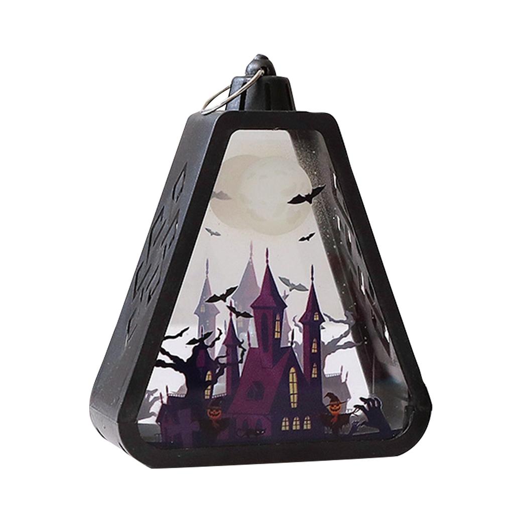 Halloween Decorations, LED Shadow With Haunted House Scenes, Black Triangular Decorative Lights, Suitable For Desks, Walls, And Hanging.