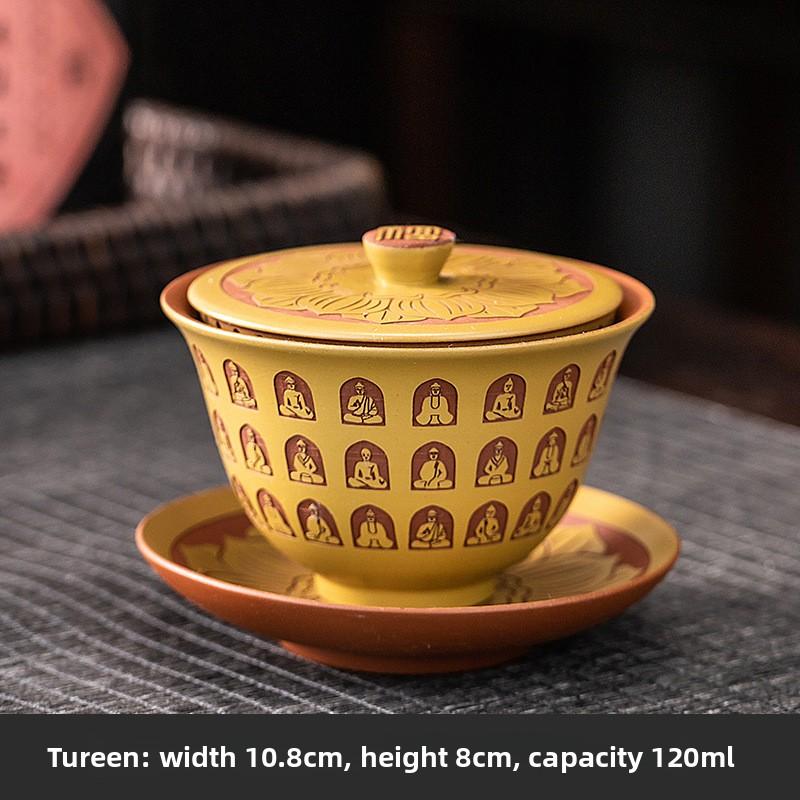 Clay Purple Pottery Gaiwan Ceramic Handmade Household Kung Fu Tea Set Tea Bowl Tea Cup Tea Maker Tea Ceremony